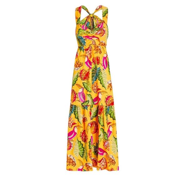 FARM Rio Dresses & Skirts - Farm Rio Yellow Printed Maxi Dress xs